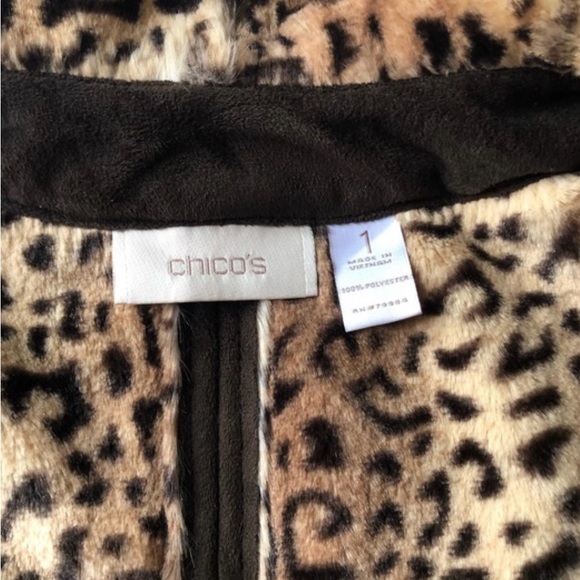 Chico's 1 Faux Brown Suede vest with faux leopard fur - Picture 6 of 8